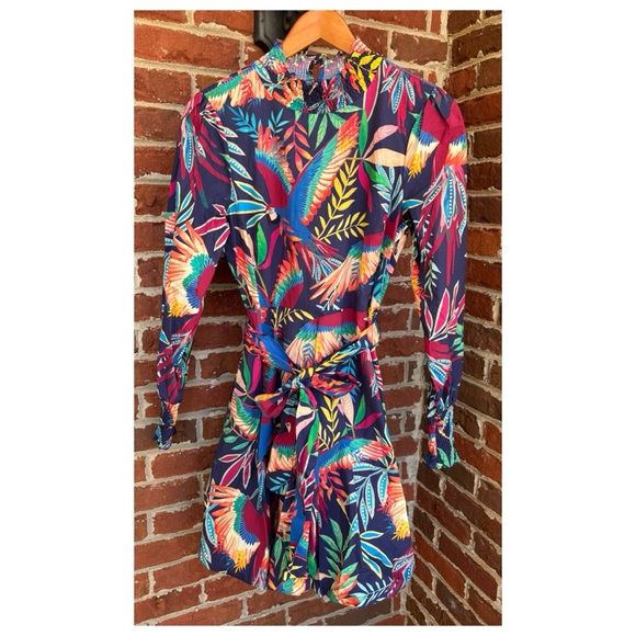 NWOT Anthropologie Farm Rio Aves Bubble Skirt Mini Dress Size Small - Picture 4 of 16